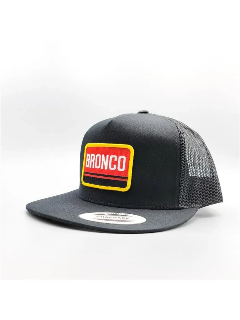 Retro Bronco Embroidered Patch Trucker Hat Yupoong Flat Bill Snapback Cap 80s